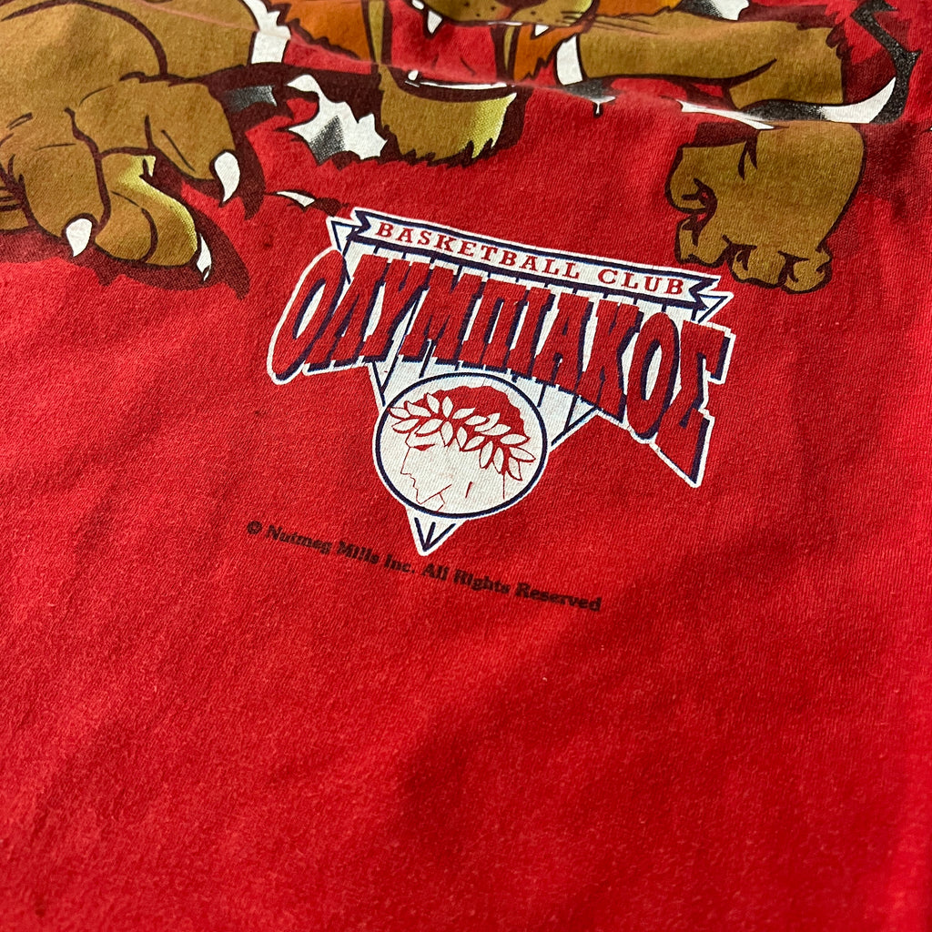 90s Nutmeg Mills Red Big Logo Tee L