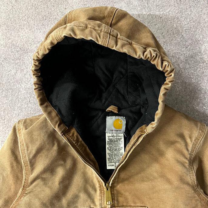 Y2K Carhartt Kids Quilt Lined Workwear Outdoor Tan Jacket M