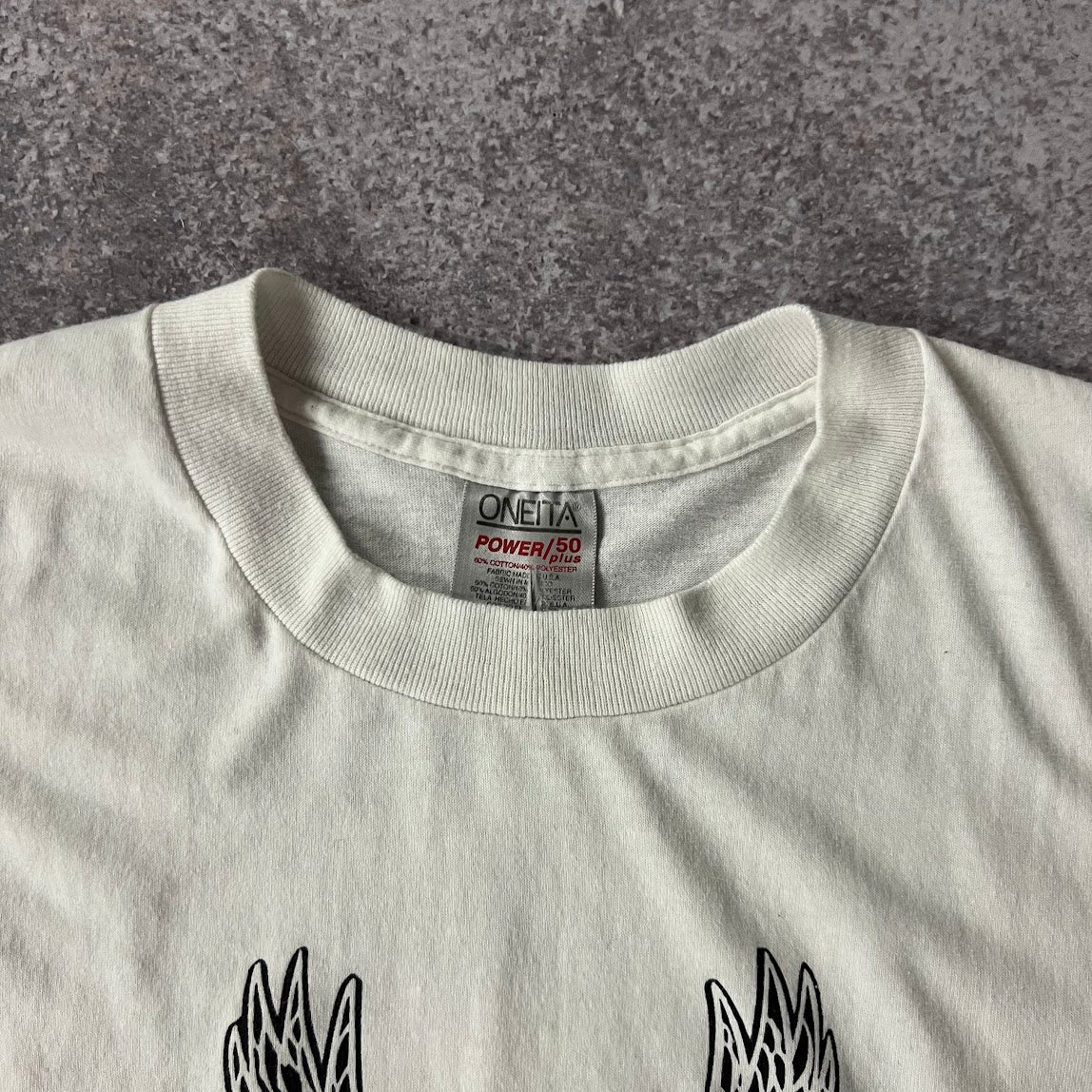 90s Oneita Laconia Classic (NH) White Worn In Tee L