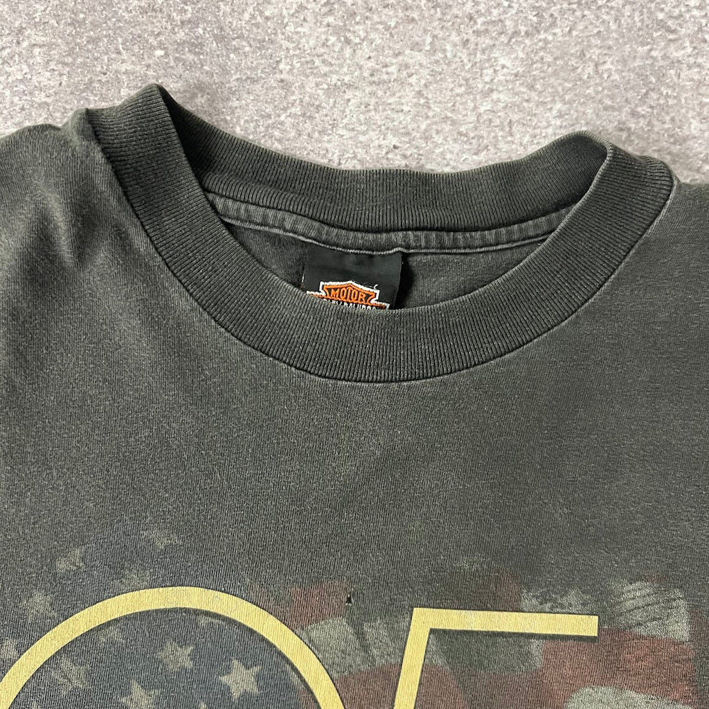 90s Harley Davidson Ellington, CT Gray Worn In Tee XL