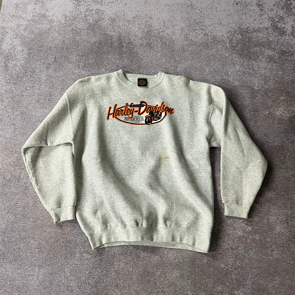 90s Harley Davidson Gray Worn In Crewneck XL