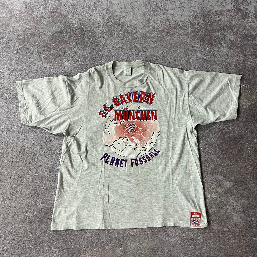 90s FC Bayern Munich Jerzees Gray Big Logo Tee XL