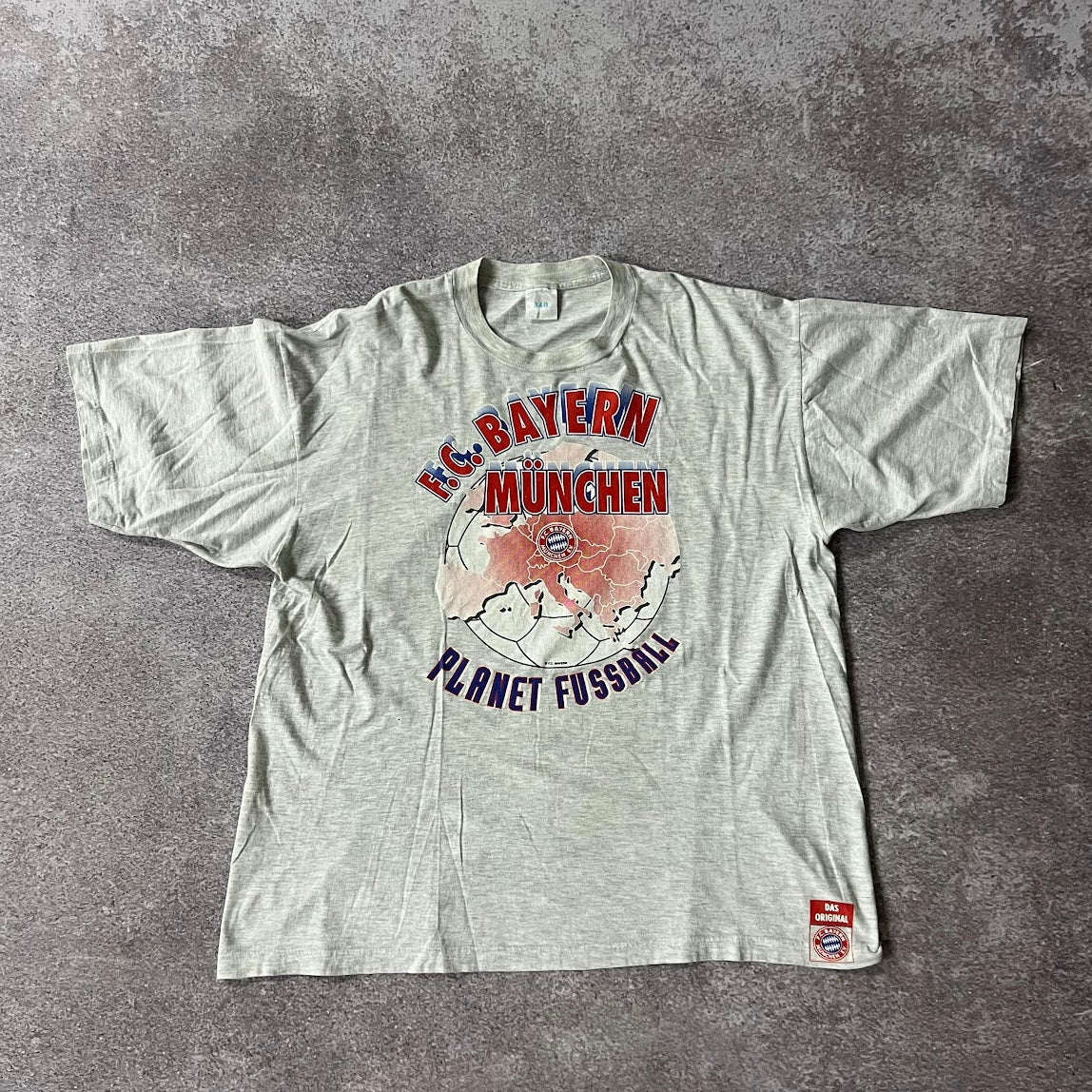 90s FC Bayern Munich Jerzees Gray Big Logo Tee XL