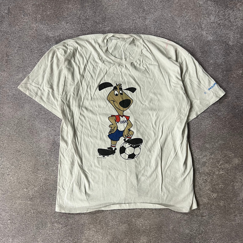 90s USA World Cup Soccer Big Logo Single Stitch Vintage Tee L