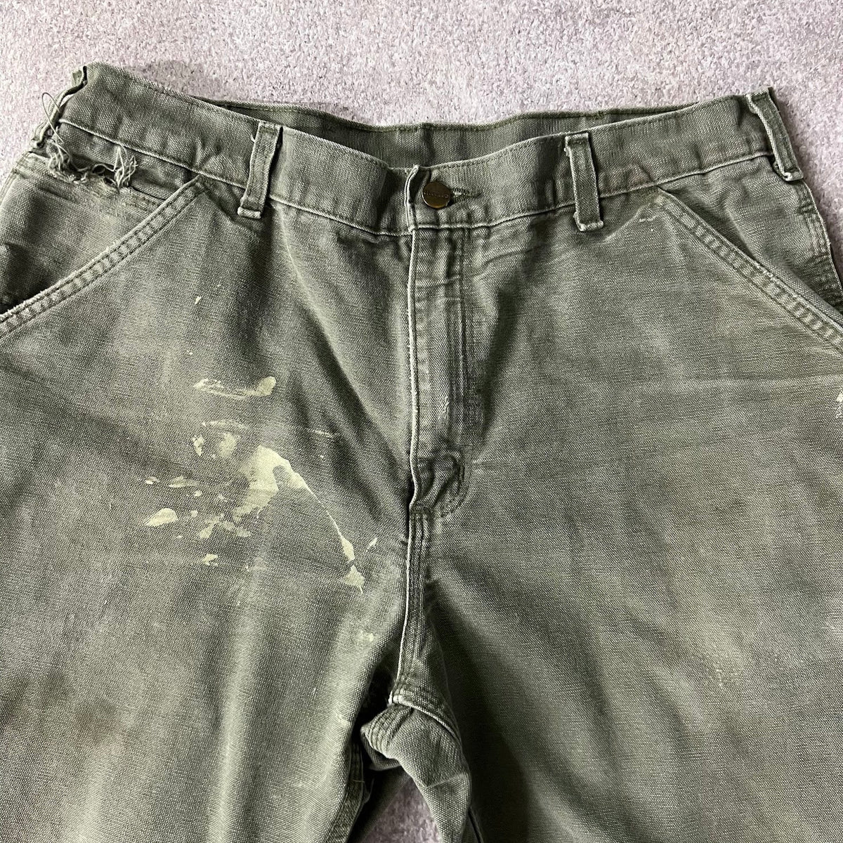 Modern Carhartt Workwear Faded Distressed Green Pants 36x30