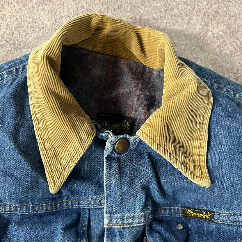 80s Wrangler Blanket Lined Made in USA Workwear Vintage Blue Jacket S