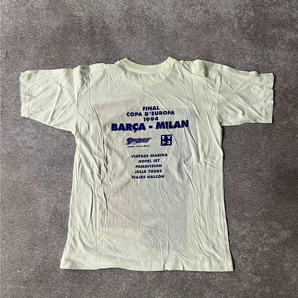90s FC Barca Drop Back Graphic Tee M