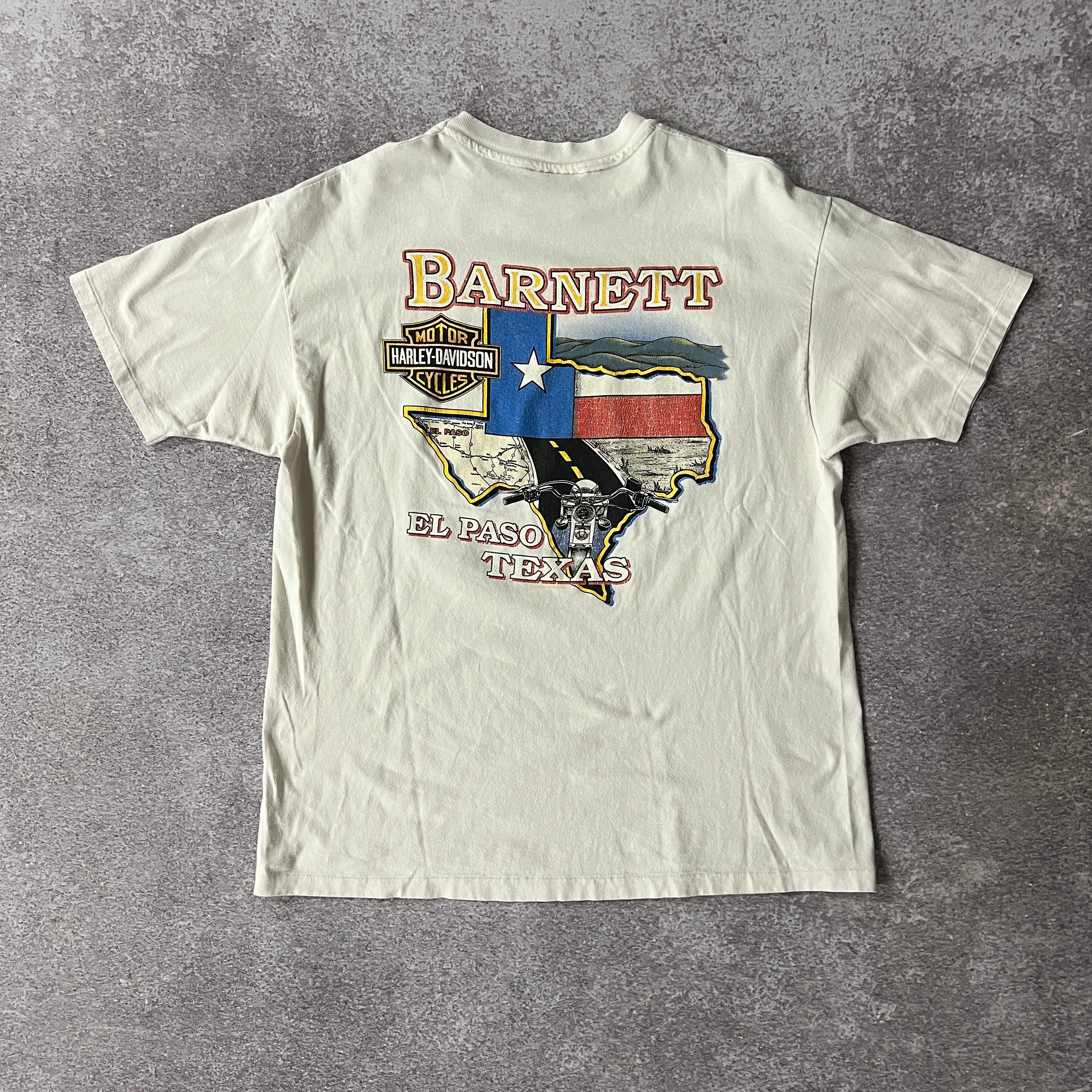 80s Harley Davidson El Paso Texas White Cracked Print Tee XL
