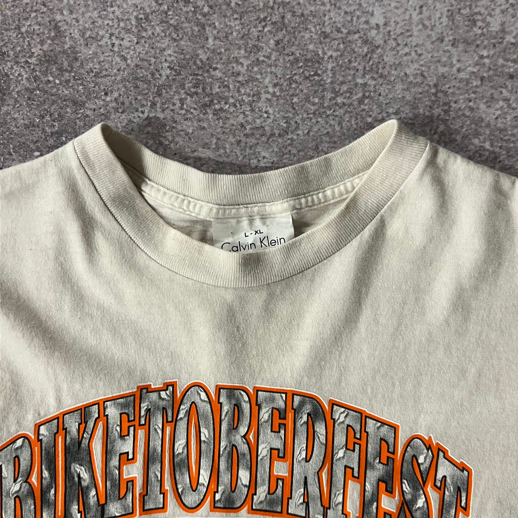 Y2K Calvin Klein Daytona Beach White Worn In Tee L
