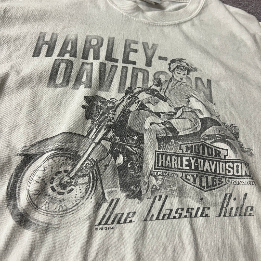 2010s Harley Davidson White Back Graphic Long Sleeve Tee L
