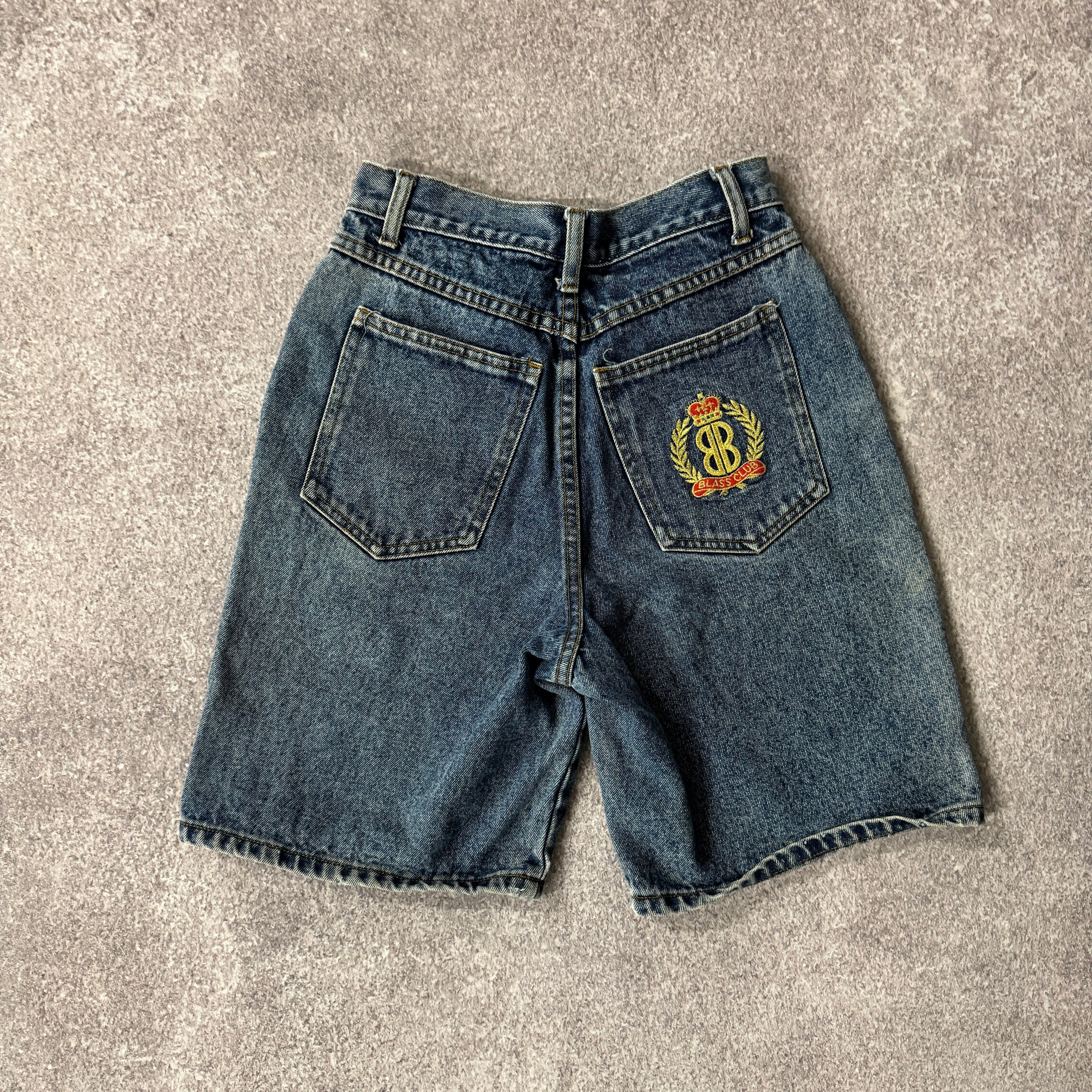 90s Bill Blass Petites Denim Shorts Blue Embroidered Size 4P