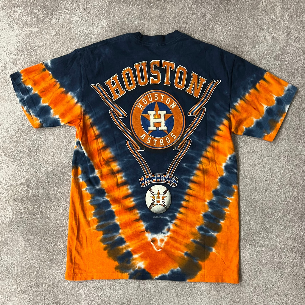 90s Houston Astros Liquid Blue Big Logo Tee M