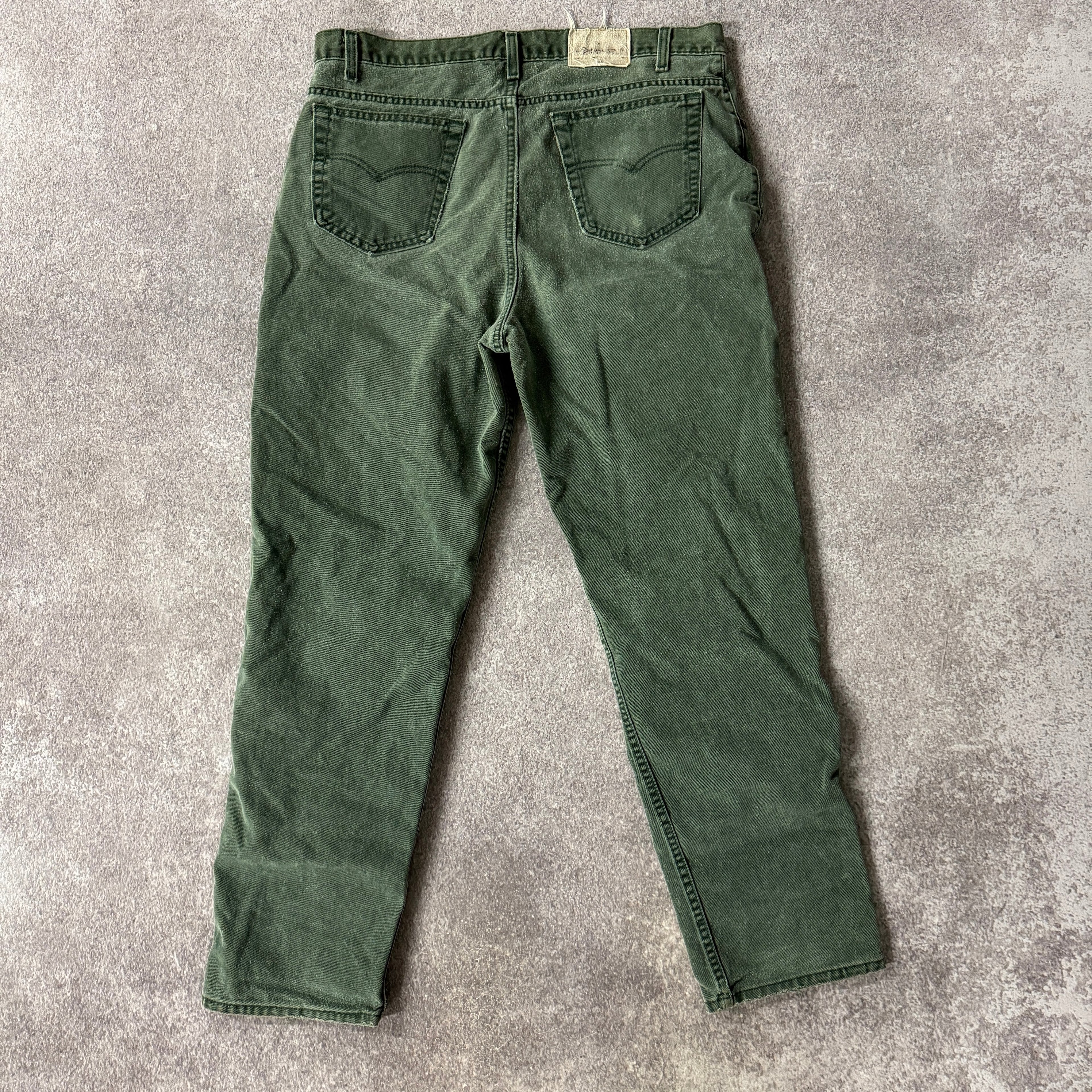 90s Levi's 540 Orange Tab Green Relaxed Worn In Jeans 40W x 32L