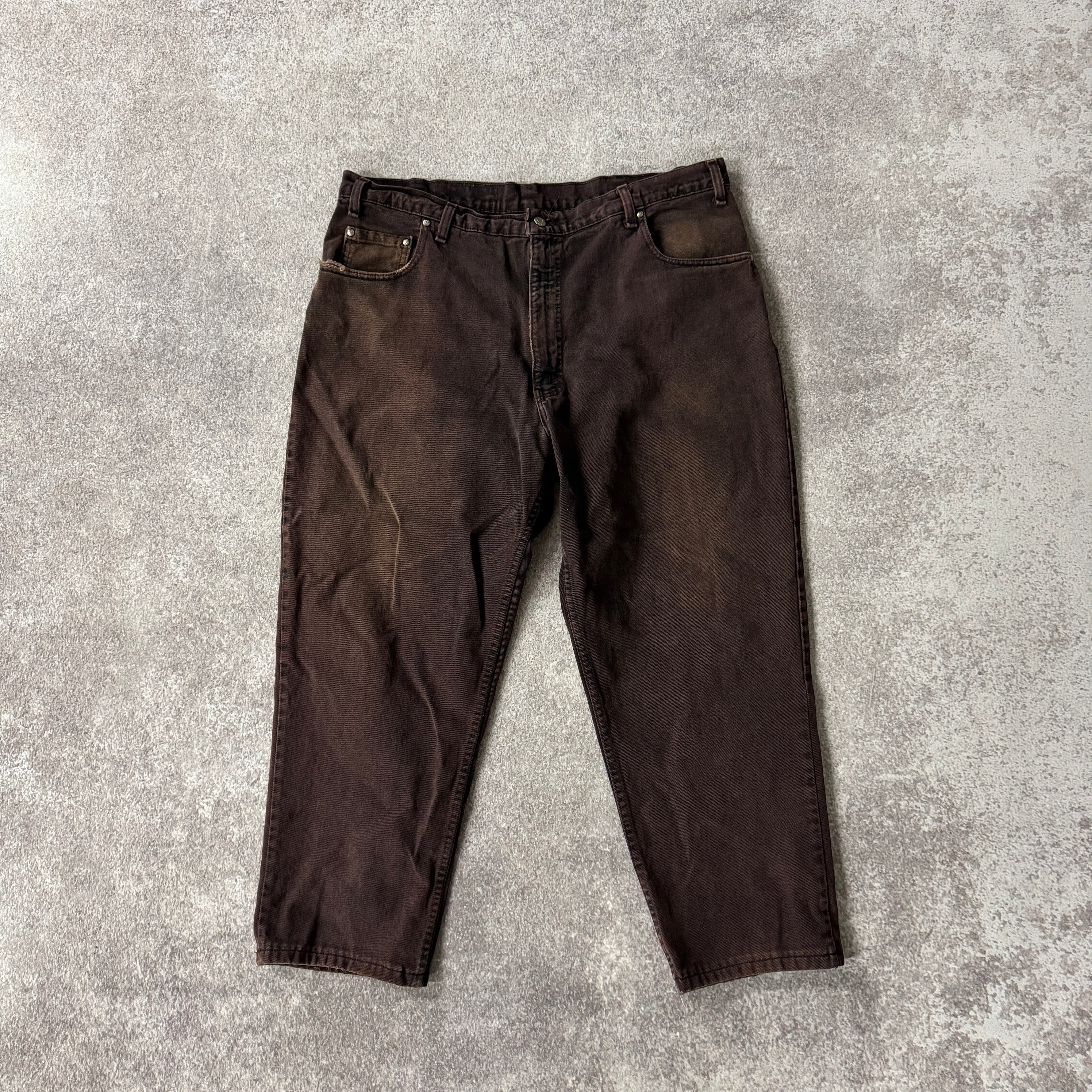 90s Levi's 550 Brown Relaxed Distressed Jeans