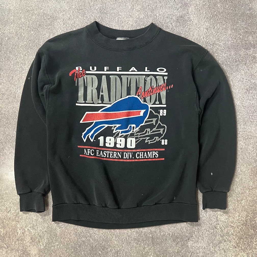 90s Buffalo Bills NFL Tee Jays Big Logo Sun Faded Vintage Crewneck M