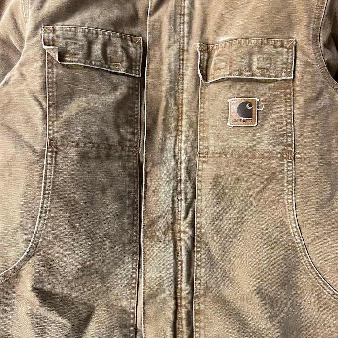 Y2K Carhartt Corduroy Collar Quilt Lined Workwear Tan Jacket M