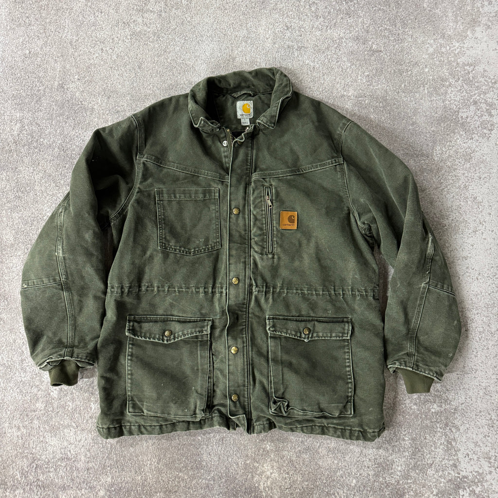 2010s Carhartt Sandstone Rancher Coat Green Heavyweight L