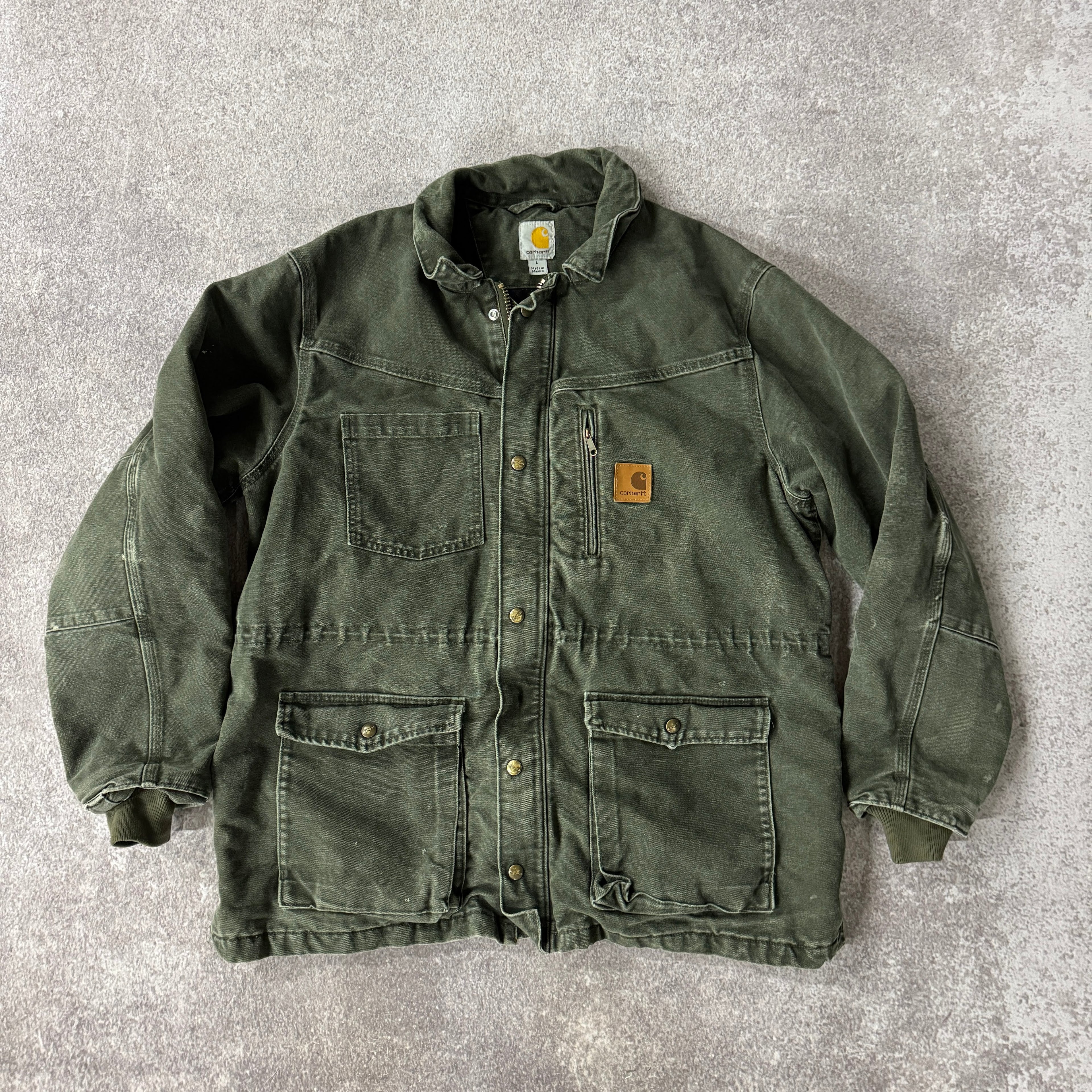 2010s Carhartt Sandstone Rancher Coat Green Heavyweight L