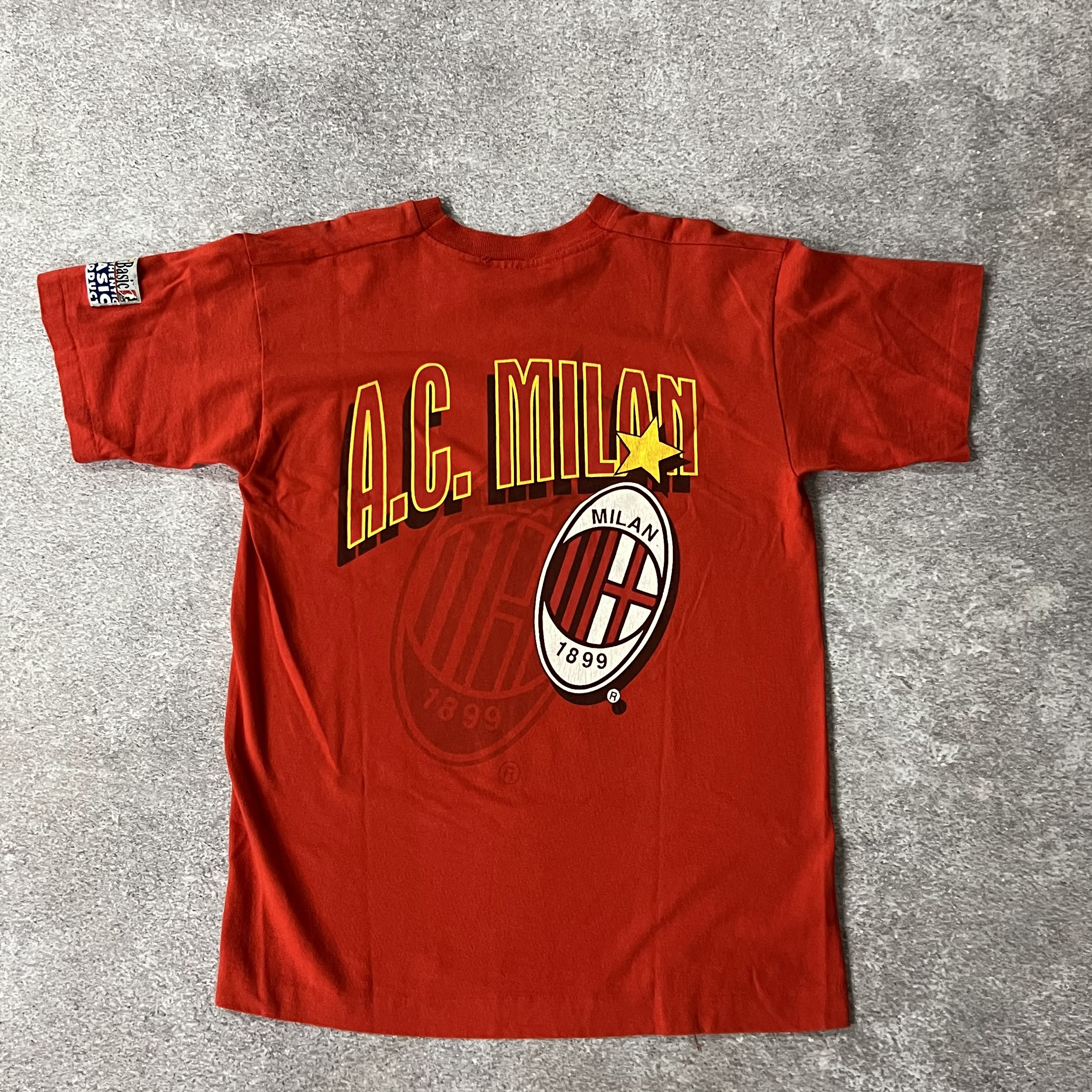 90s AC Milan Red Back Graphic Tee L