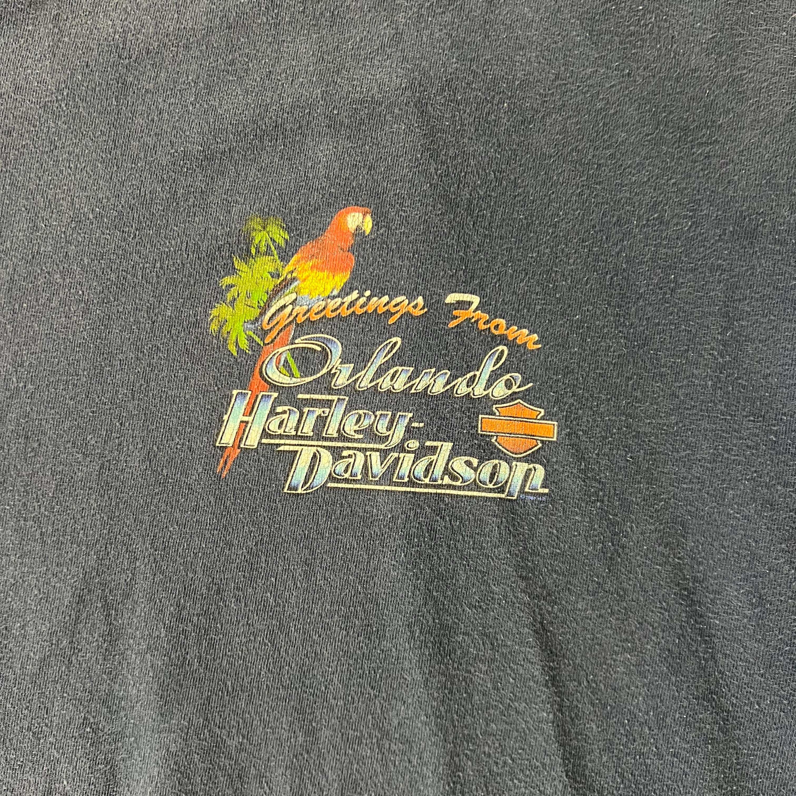 2010s Harley Davidson Orlando, Florida Blue Worn In Tee XXL