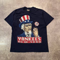 90s New York Yankees MLB Fruit of the Loom Big Logo Cracked Print Tee L