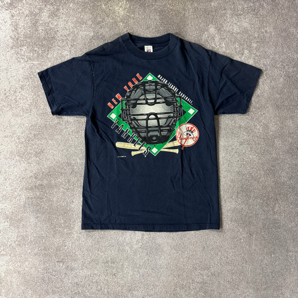 90s New York Yankees Logo 7 Big Logo Double Stitch Tee L