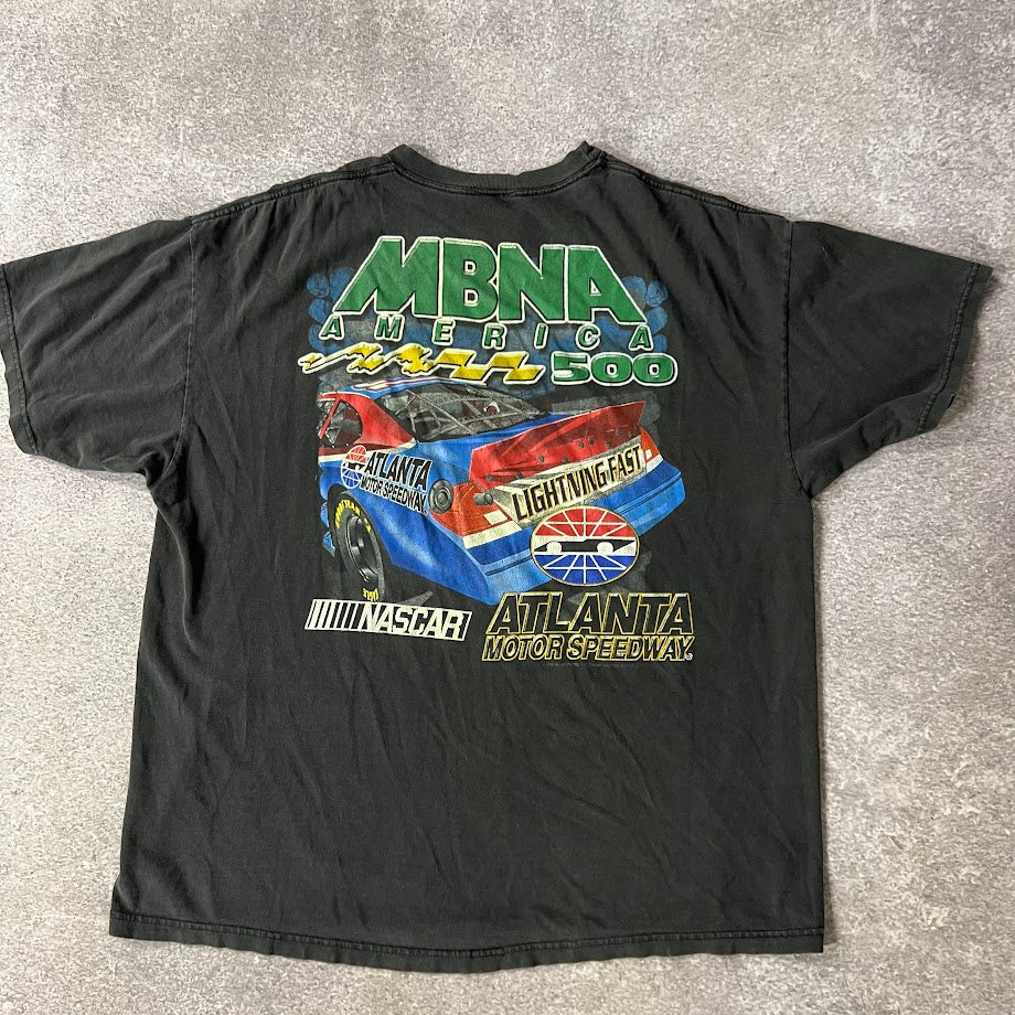 Y2K MBNA 500 NASCAR Big Logo Back Graphic Faded Vintage Tee XL