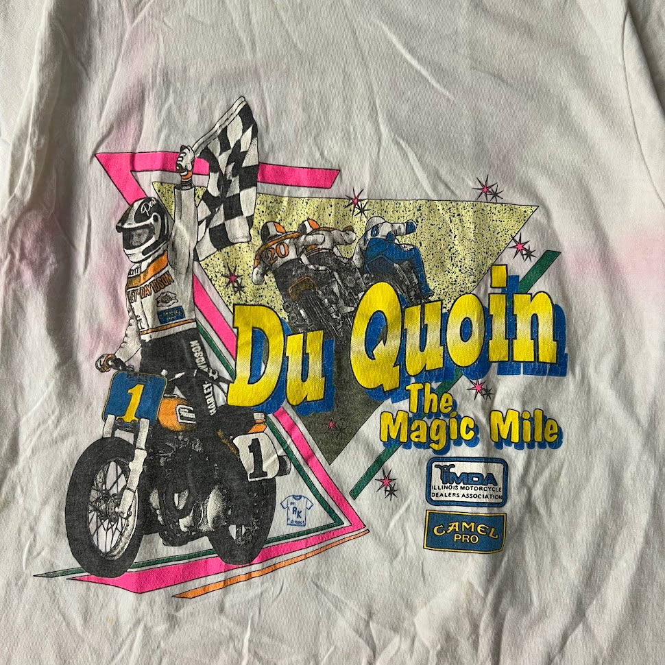 1990 Magic Mile at Du Quoin IL Motorsports Big Logo White Tee M