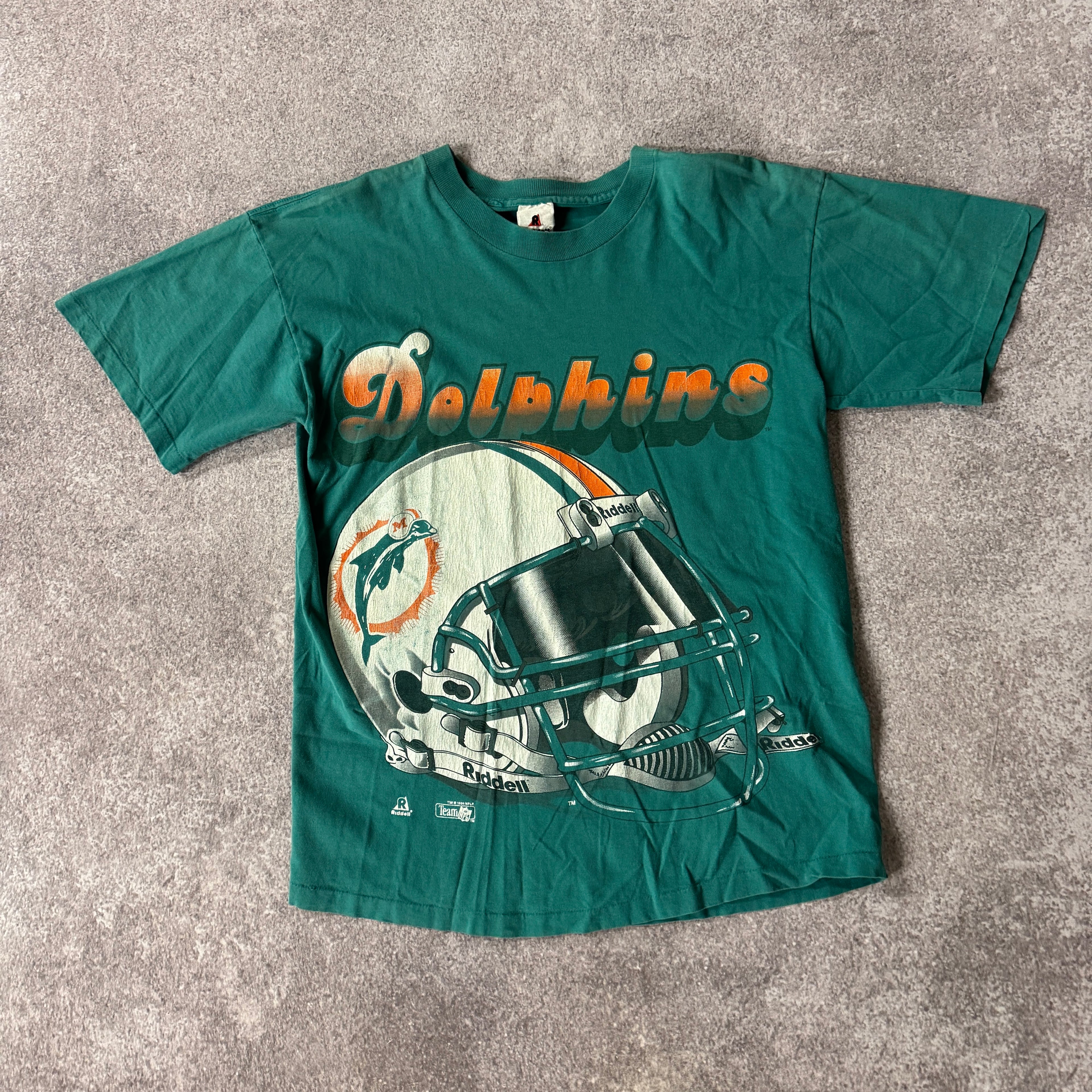 90s Miami Dolphins Riddell Cracked Print Tee L