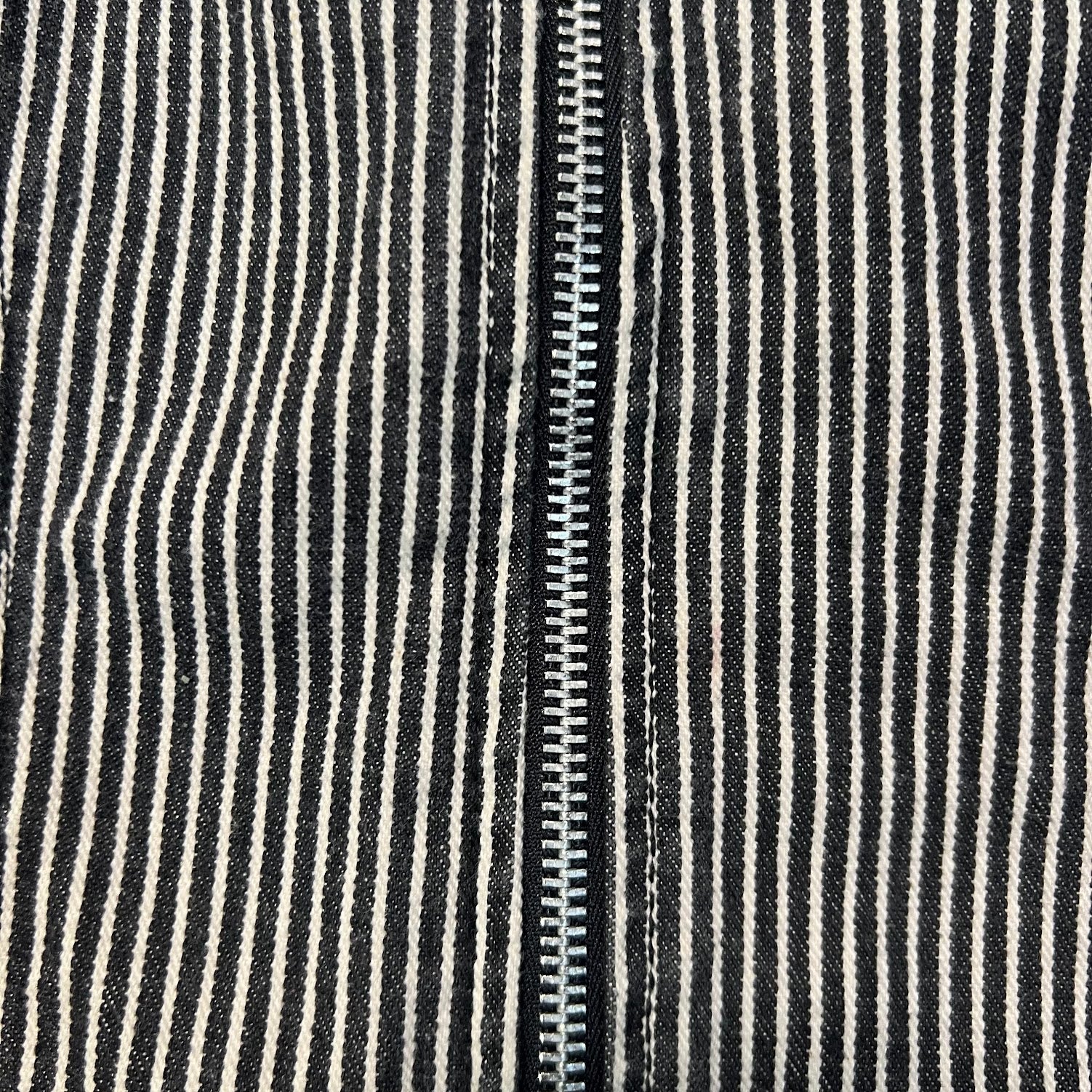 Vintage 90s Y2K Paris Blues Hickory Stripe Denim Mini Dress Zip Front Small 5