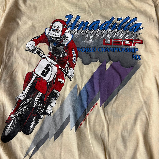 80s Unadilla World Championship Motocross Long Sleeve Yellow Tee L