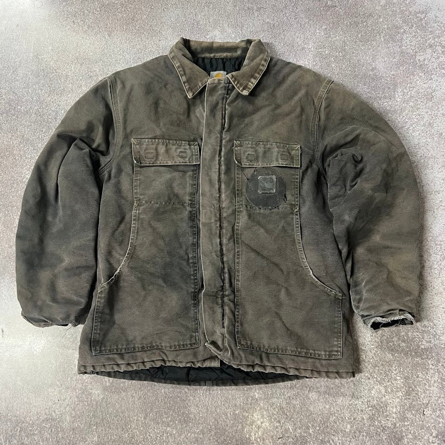Y2K Carhartt Sun Faded Workwear Outdoor Vintage Brown Jacket L