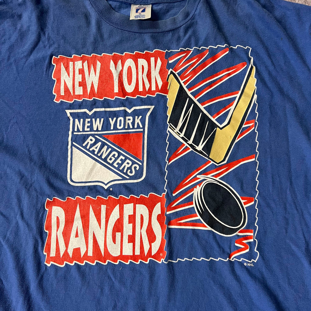 90s New York Rangers Logo 7 Big Logo Single Stitch Tee XL
