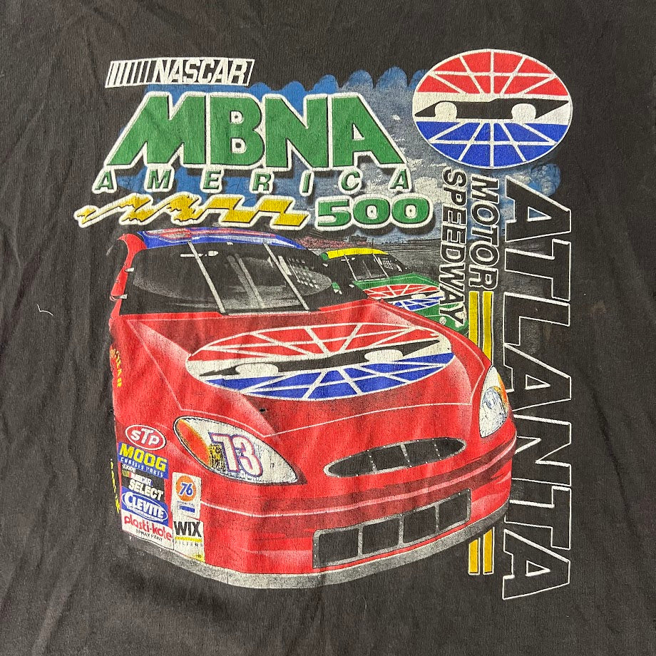 Y2K MBNA 500 NASCAR Big Logo Back Graphic Faded Vintage Tee XL