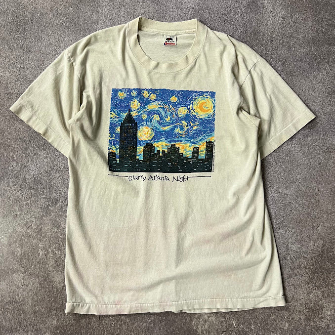 90s Starry Atlanta Night Fruit of the Loom Single Stitch Vintage Graphic Tee L