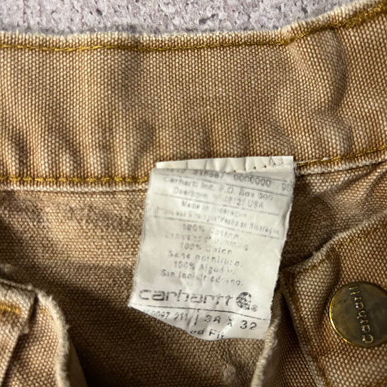 2010s Carhartt Workwear Distressed Relaxed Tan Vintage Pants 38x32