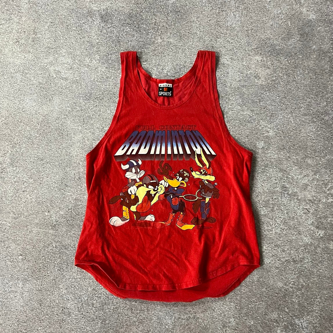 90s Signal Sports Red Cracked Print Tank Top M