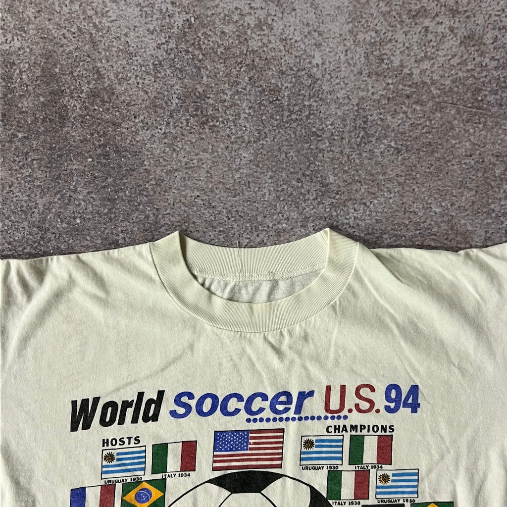 90s World Cup Cream Big Logo Tee M