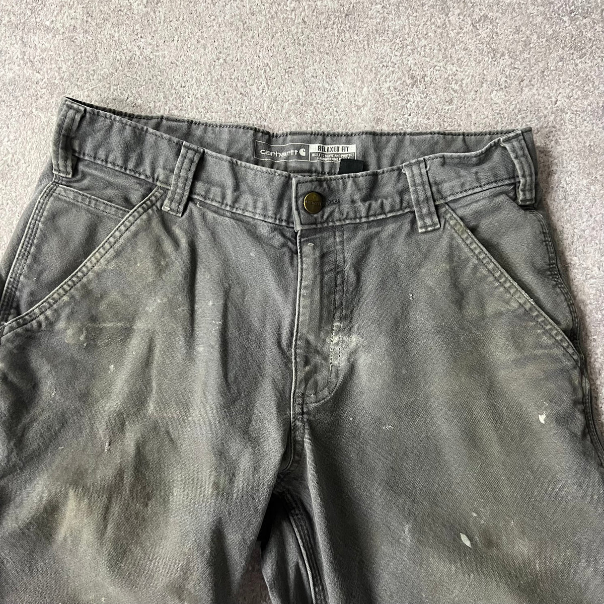 Modern Carhartt Workwear Faded Distressed Gray Pants 32x30