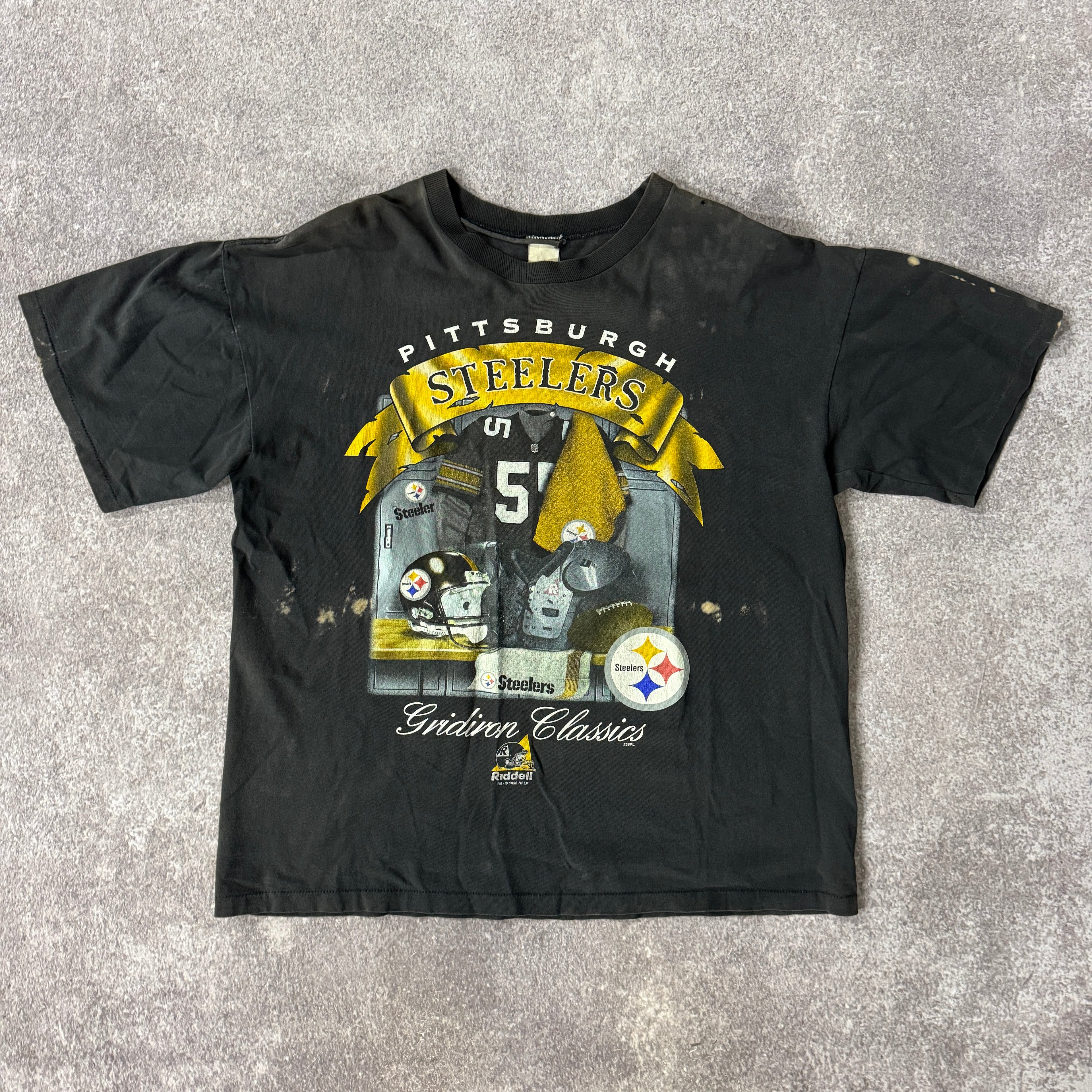 90s Pittsburgh Steelers Riddell Single Stitch Tee L