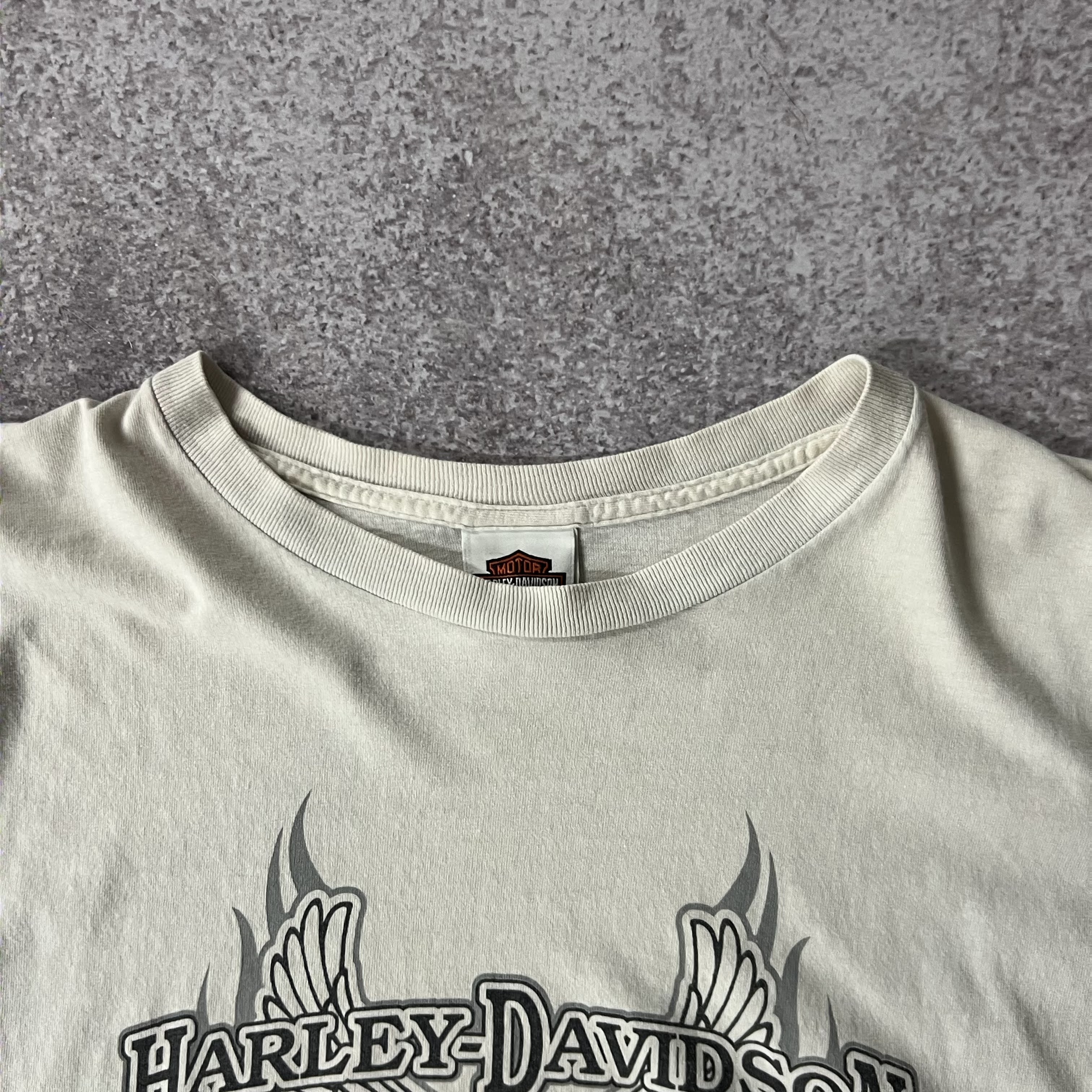 Y2K Harley Davidson White Worn In Long Sleeve Tee XXL