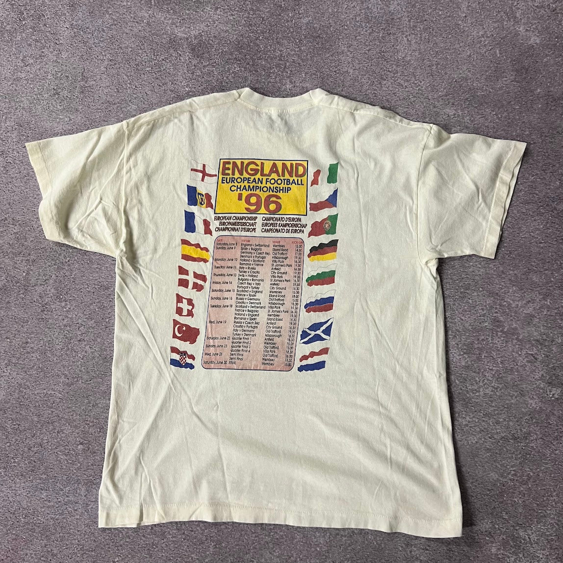 90s Soccer European Soccer Championship Cream Back Graphic Tee L