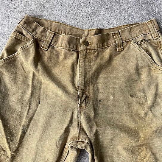 2010s Carhartt Workwear Distressed Relaxed Tan Vintage Pants 38x32