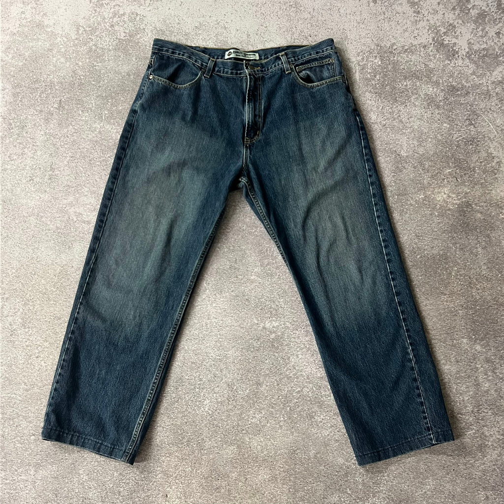 2010s Harley Davidson Blue Distressed Faded Jeans 40W x 32L