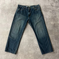 2010s Harley Davidson Blue Distressed Faded Jeans 40W x 32L