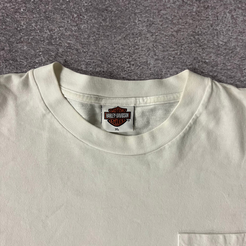 Y2K Harley Davidson White Big Logo Long Sleeve Tee XL