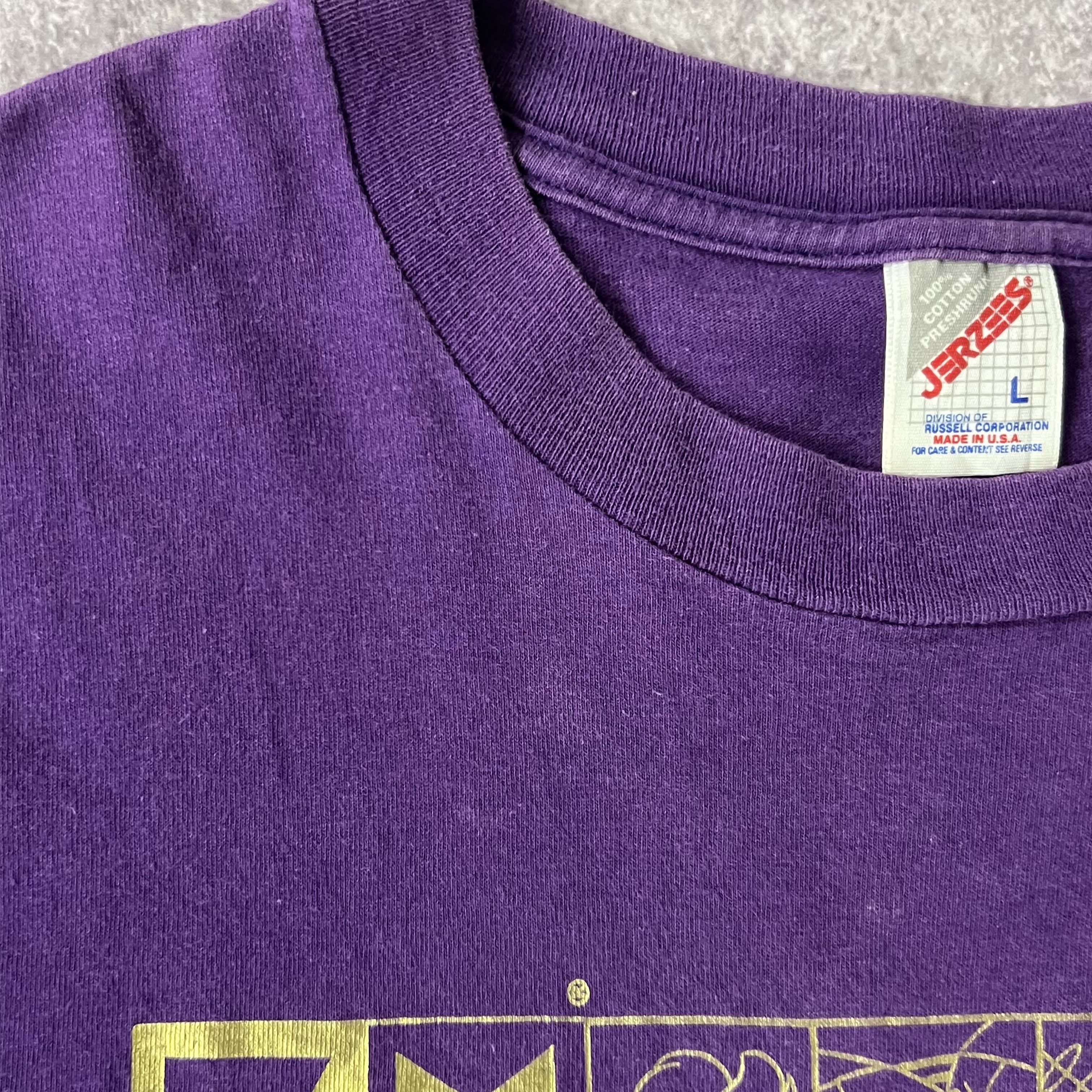90s Jerzees Purple Big Logo Graphic Tee L