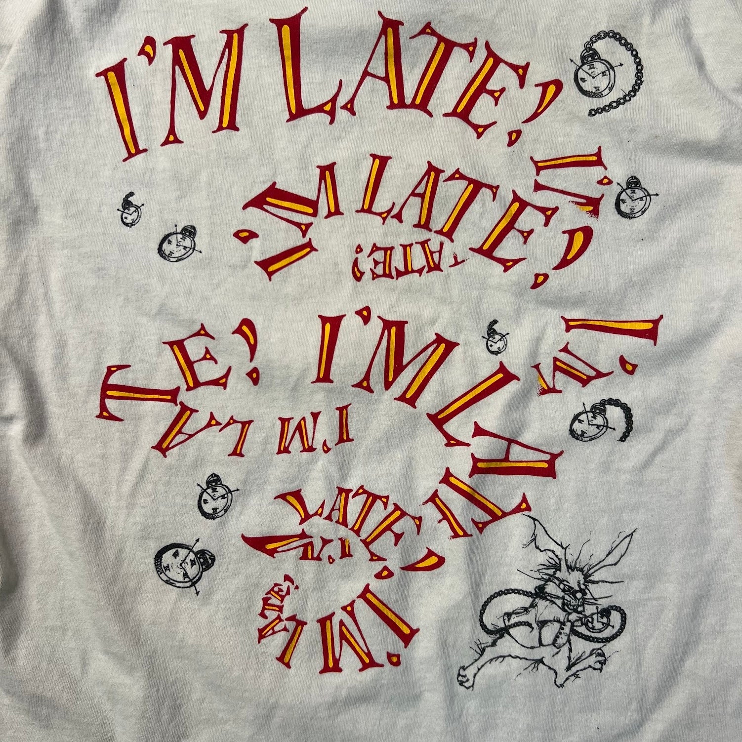 90s Andazia Alice In Wonderland White Rabbit Tee Large SS Grail