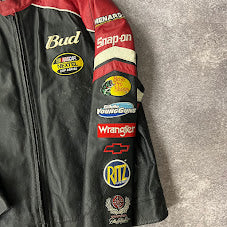 Y2K Dale Jr NASCAR Chase Authentics Embroidered Leather Puffer Jacket XL