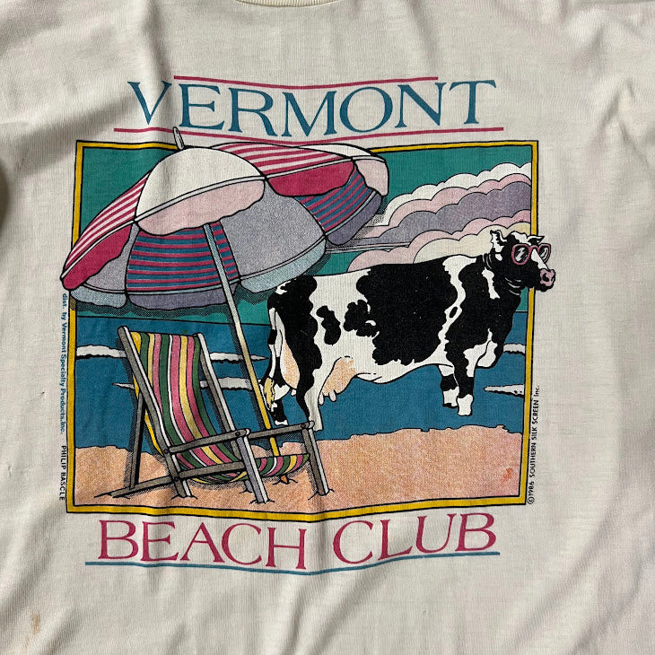 80s Vermont Beach Club Hanes Faded Distressed Single Stitch Vintage Tee XL
